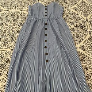 Striped Button-Down Midi Dress